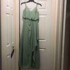 Floor length mint green dress
